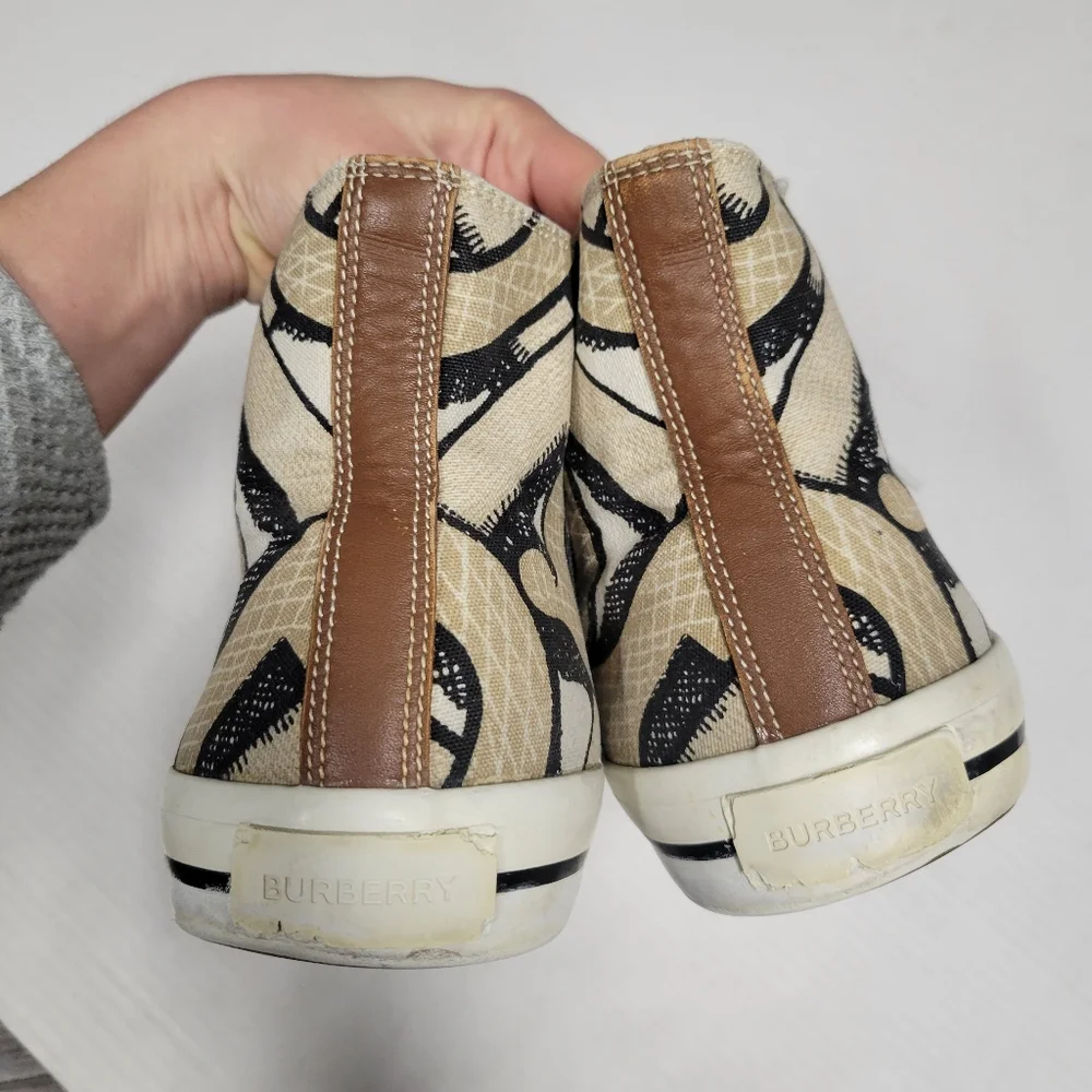Burberry Mens Monogram-print High-top Sneakers In Neutrals Size 43 10 - Picture 5 of 13